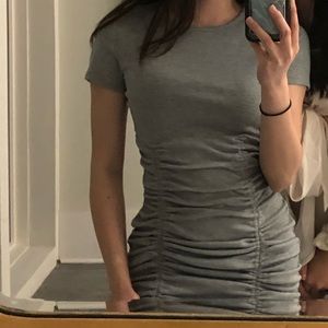 XS Divided (H&M) Body-Contouring Heather Gray Boyd-Con Dress W/Adjustable Length